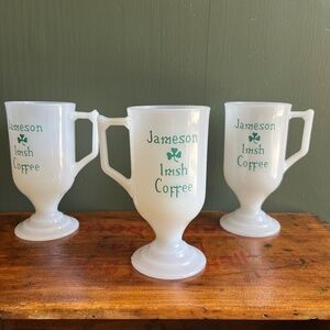 Vintage Jameson Irish Coffee Milk Glass Mugs